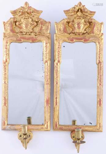 Pair of mirrors with candlestick 18th/19th century, Spiegelp...