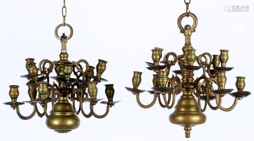 Bronze 2 chandelier crowns, 18th/19th century 12-flamed, Dec...