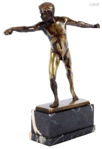 Richard W. Lange (1879-1944) bronze fencer, Fechter,
