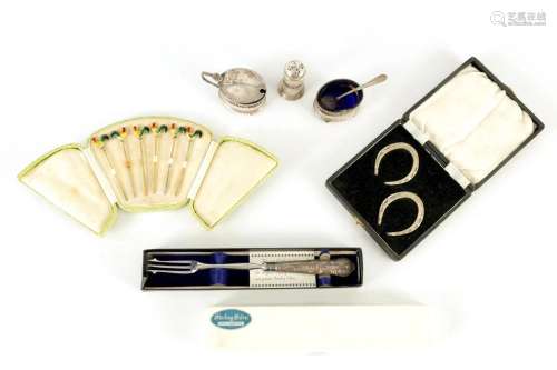 A SET OF 1930ÕS CASED SILVER AND ENAMEL COCKTAIL STICKS AND ...
