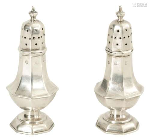 A PAIR OF VICTORIAN SILVER SALT AND PEPPER SHAKERS