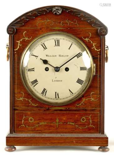 WILLIAM HISLOP, LONDON. A LATE REGENCY BRASS INLAID ROSEWOOD...