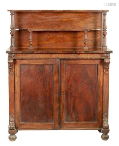 A WILLIAM IV FIGURED MAHOGANY SIDE CABINET IN THE MANNER OF ...