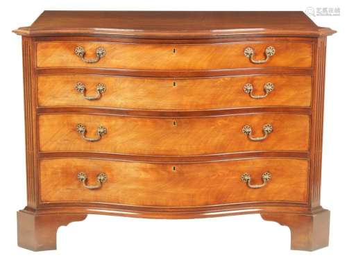 A 20TH CENTURY GEORGE III STYLE MAHOGANY SERPENTINE FRONTED ...