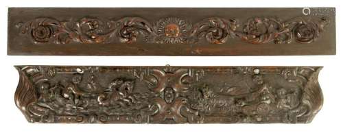 TWO 18TH CENTURY CONTINENTAL CARVED WALNUT PANELS