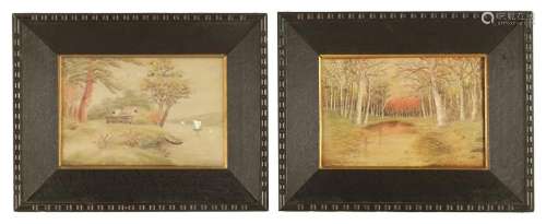 A PAIR OF JAPANESE SILK WORK PICTURES