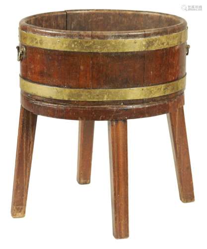 A GEORGE III OVAL MAHOGANY BRASS BOUND WINE COOLER OF SMALL ...