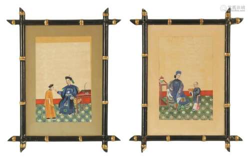 A PAIR OF EARLY 19TH CENTURY CHINESE WATERCOLOURS ON SILK
