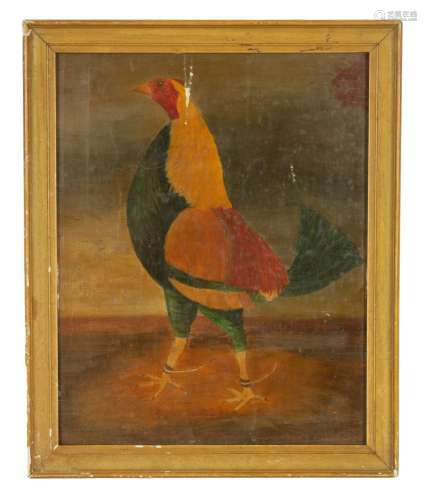 A 19TH CENTURY NAIVELY PAINTED PRIMITIVE OIL ON BOARD ENTITL...