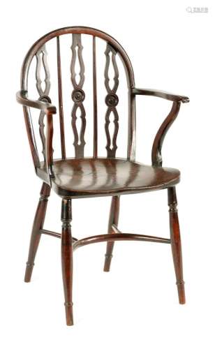 A 19TH CENTURY YEW-WOOD WINDSOR CHAIR