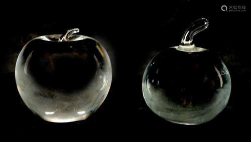 TWO CLEAR GLASS PAPERWEIGHTS ONE BY CARTIER AND THE OTHER BY...
