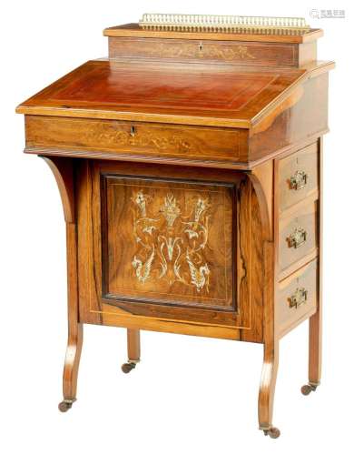 A LATE 19TH CENTURY BOXWOOD STRUNG AND MARQUETRY INLAID ROSE...