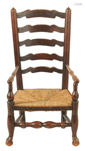 A 19TH CENTURY ASH AND ELM LADDER BACK CHILDS CHAIR