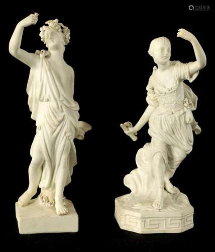 AN 18TH CENTURY DERBY BISQUE PORCELAIN FIGURE OF A CLASSICAL...