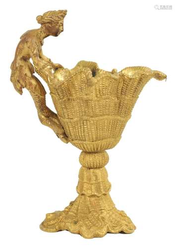 A 19TH CENTURY FRENCH GILT BRONZE FIGURAL SPILL VASE