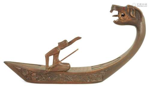 A LATE 19TH CENTURY CARVED WOOD SCULPTURE MODELLED AS A FIGU...