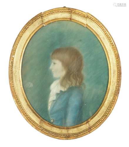 ENGLISH SCHOOL A LATE 18TH CENTURY OVAL PASTEL PORTRAIT OF S...