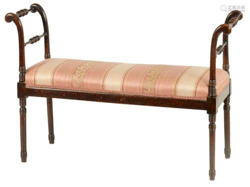 A REGENCY MAHOGANY UPHOLSTERED WINDOW SEAT