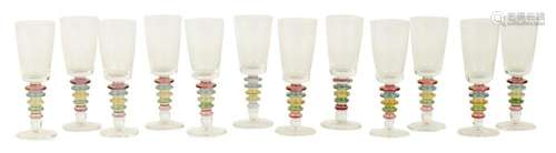 A SET OF TWELVE 20TH CENTURY SWEDISH WINE GLASSES BY BLOCK