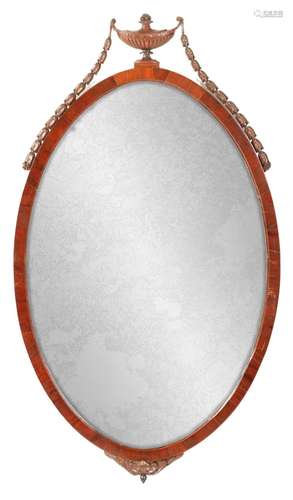 A LATE 19TH CENTURY ADAM STYLE MAHOGANY OVAL SHAPED HANGING ...