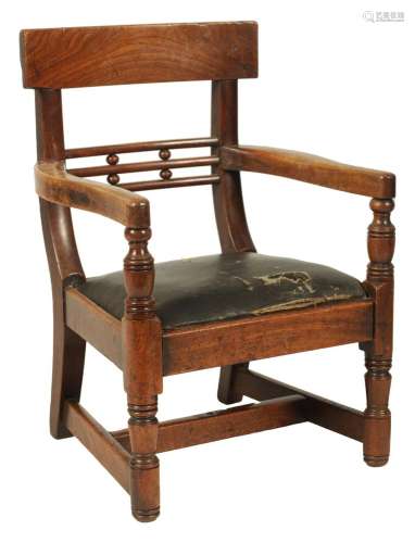 AN EARLY 19TH CENTURY MAHOGANY AND FRUITWOOD CHILD S ARMCHAI...