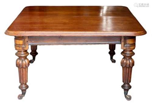 A 19TH CENTURY OAK WIND OUT DINING TABLE