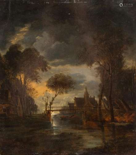 AERT VAN DER NEER (SCHULE) DORF MIT FLUSSLANDSCHAFT BEI MOND...