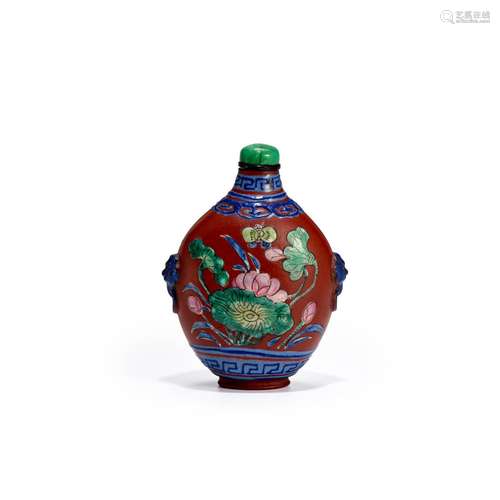 AN ENAMELED YIXING SNUFF BOTTLE 1780-1850