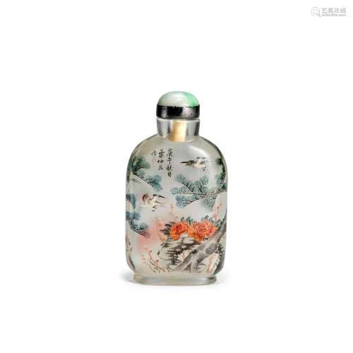 AN INSIDE-PAINTED GLASS SNUFF BOTTLE Ye Family, Apricot Grov...