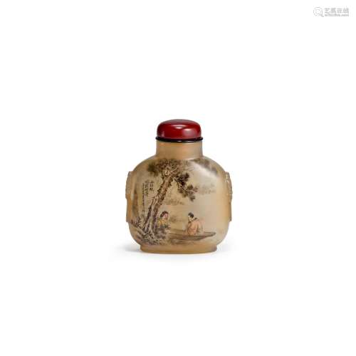 AN INSIDE-PAINTED AGATE SNUFF BOTTLE Bottle: 1750-1860Painti...
