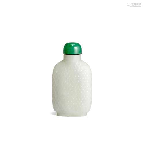 A WHITE 'BASKET-WEAVE' JADE SNUFF BOTTLE  Imperial, ...