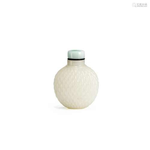 A WHITE 'BASKET-WEAVE' JADE SNUFF BOTTLE Probably im...