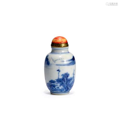 A BLUE AND WHITE PORCELAIN SNUFF JARLET Attributed to Jingde...
