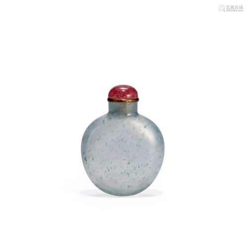 A BLUE-GREEN 'WATER' JADEITE SNUFF BOTTLE Possibly i...