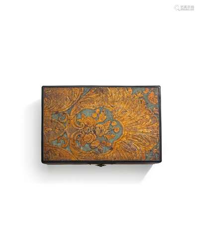 A "DUTCH-LEATHER" DECORATED BOX Edo period (1615-1...