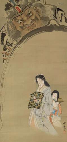 KAWANABE KY&#332;SAI (1831-1889) Beauty and Enma-&#3...