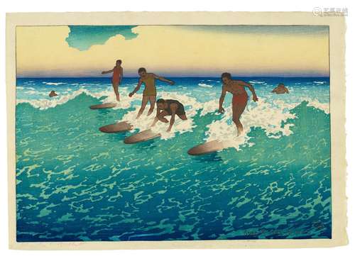 CHARLES W. BARTLETT (1860-1940) Surf Riders, Honolulu, circa...