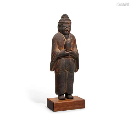 A WOOD FIGURE OF A STANDING SHINTO DEITY Kamakura period (11...