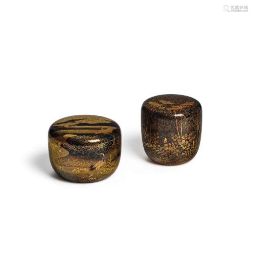 TWO LACQUER POWDERED-TEA CADDIES The first by K&#333;sen...