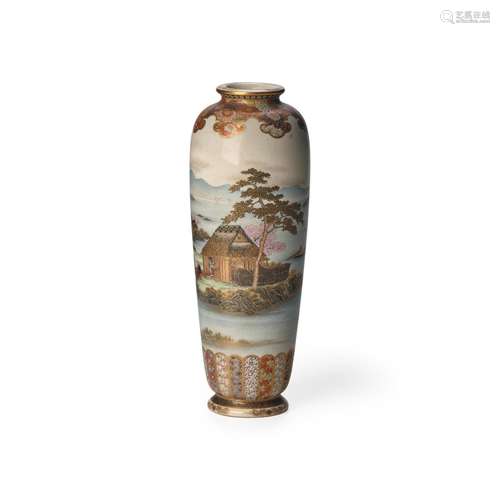 YABU MEIZAN (1853-1934) A Tall and Fine Satsuma Vase Meiji e...