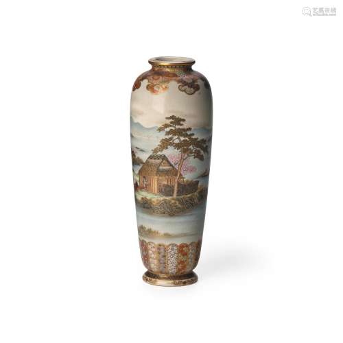 YABU MEIZAN (1853-1934) A Tall and Fine Satsuma Vase Meiji e...