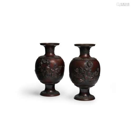 MASATSUNE (ACTIVE LATE 19TH CENTURY) A pair of bronze vasesM...