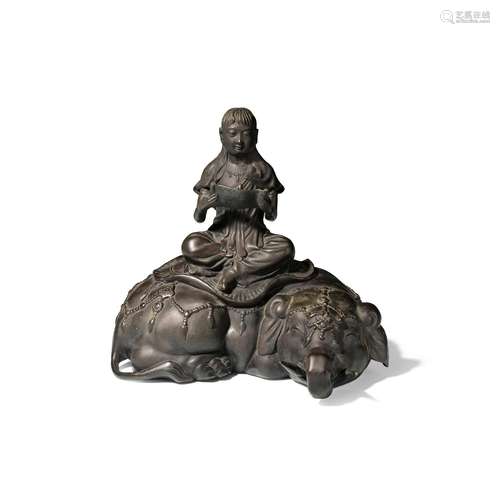 ICHIOKA SHIUN (BORN 1879) A Bronze Okimono of Fugen Bosatsu ...