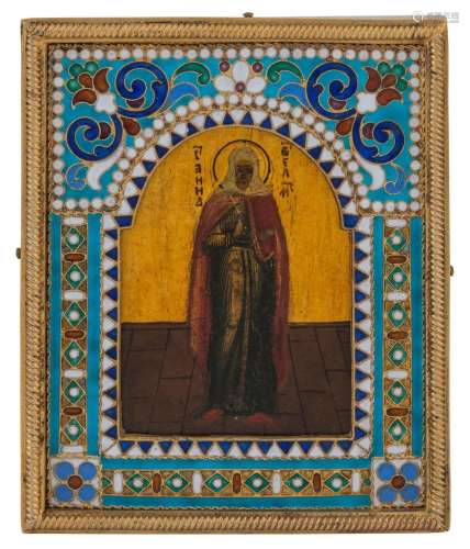 A Russian icon depicting St. Anna of Kashin (1280 - 1368), w...