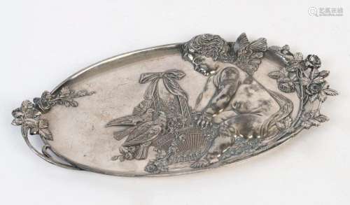 W.M.F. German silver plated Art Nouveau oval plaque, circa 1...