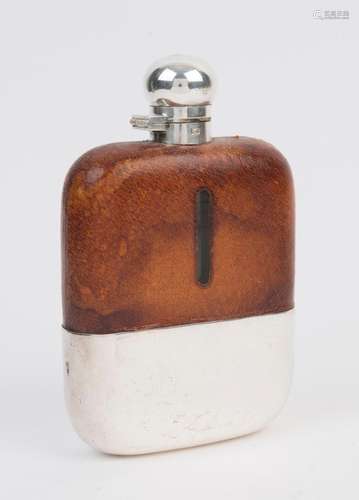 JAMES DIXON antique English silver plated hip flask, 19th/20...