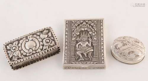 Three decorative silver boxes, European and Asian, 19th and ...
