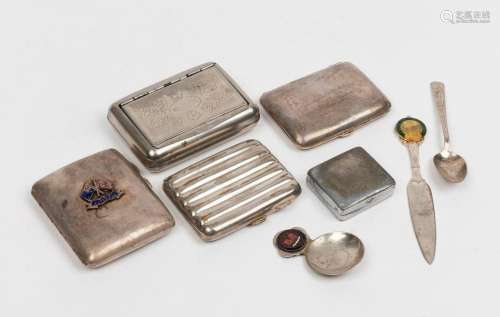 TOBACCIANA: silver plated selection with cigarette cases (3)...