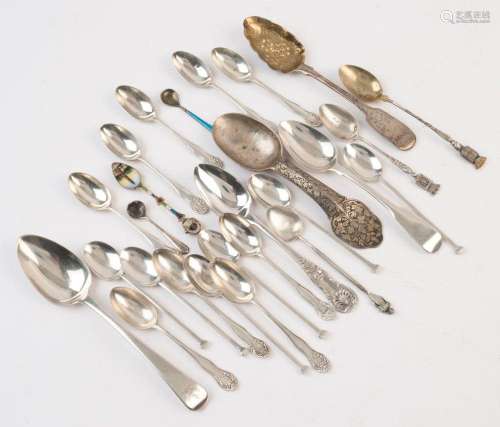 Twenty four pieces of assorted silver cutlery, the largest 1...