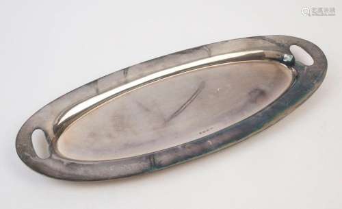 An English sterling silver oval serving tray, mid to late 20...